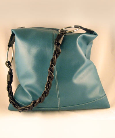 Blue Shoulder Bag with plaited handle